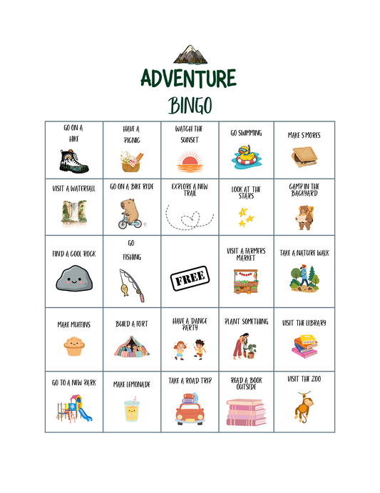 Free Adventure Bingo Printable | Family Activity Challenge for Kids (PDF Download)